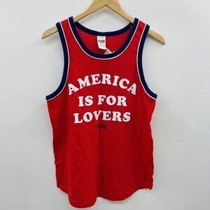 PINK Victorias Secret Womens Medium America is for Lovers Graphic Tank Top 246